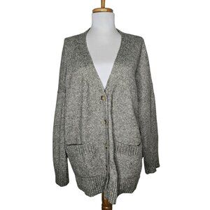 Ella Moss Cozy Oversized Knit Button Front Cardigan Sweater Gray Chunky Size XL
